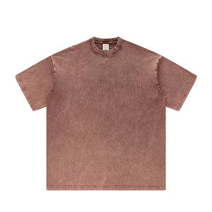 T-shirt streetwear vintage coupe régulière en coton épais et solide anti-rétrécissement respirant pour homme - Product Image 6