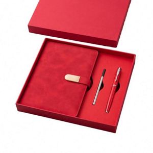 Set de Regalo de Cuaderno de Cuero PU Rojo Personalizado, Set de Cuaderno y Bolígrafo Promocional al por Mayor para Negocios, Diario Corporativo para Regalo - Product Image 1