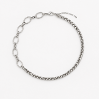 Collier chaîne exclusif en acier inoxydable avec patch argenté, résistant à la décoloration, polyvalent pour tenue de travail, accessoire de col à verrouillage