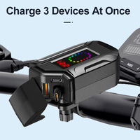 Cargador USB para Motocicleta de 18-30W 4A con Cable Retráctil Tipo-C para Bicicleta Eléctrica, Cargador USB para Teléfono Móvil con Pantalla de Voltaje SAE