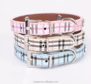 Collares de cuero para mascotas de diseñador escocés de alta calidad, collares de perro personalizados para perros cachorros - Product Image 1