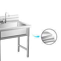 Wastafel Dapur Profesional Dua Kompartemen Komersial dari Baja Tahan Karat 304 dengan Rangka Baja Terpasang untuk Layanan Makanan.