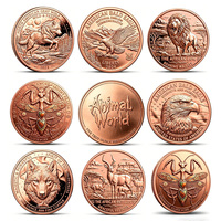 Pièce de monnaie en cuivre pur 999 de 5 oz, motif loup féroce et lion majestueux, en relief 3D ultra-haut, édition de collection