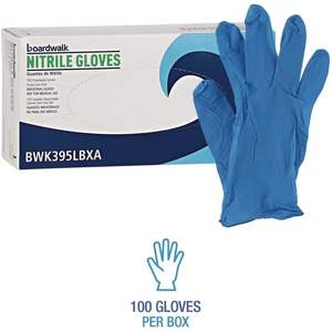 Guantes de Seguridad Desechables Boardwalk Serie 395, Guantes de Nitrilo Grandes de 5 Mil, 9.5 Pulgadas de Largo, Azules, 100/Caja - Product Image 4