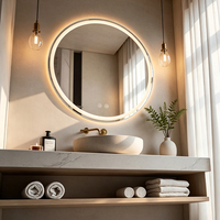 Espejo de Baño Moderno Inteligente con LED IP44 para Hotel, Antivaho, Luz Ajustable de 3 Colores, Espejo de Maquillaje Retroiluminado de Pared con Pantalla Táctil