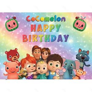 Fondo de Cumpleaños con Diseño de Dibujos Animados de <span class=keywords><strong>JJ</strong></span> Melon, Decoración para Fiesta de Cumpleaños de Niños y Niñas - Product Image 4