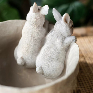Easter Bunny Resin Ornament Rabbit Bonsai Indoor Decoration Nordic Style Cute Animal Figurine For Home Decor - Product Image 1
