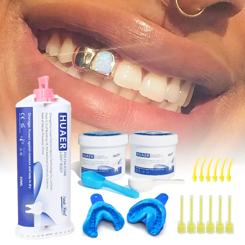 Luxsmile Oem Vps Zware Body Light Lichaam Siliconen Stopverf Materiaal Tanden Impressie Kit Dentale Gouden Tanden Tandheelkundige Impressie Kit