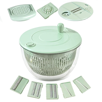 LOVFE Nouveautés Bol Égouttoir pour Légumes de Cuisine Essoreuse à Salade Manuelle en Plastique et Hachoir avec 5 Lames