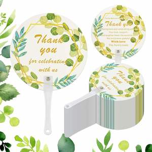 <b>Wedding</b> Hand Fans Bulk Bridal Showers Elegant Greenery Plastic Handheld Fans Guests <b>Thank</b> <b>You</b> Fans for Celebrating with Us - Product Image 1