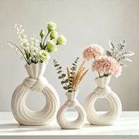 Vas Bunga Keramik Buatan Tangan Minimalis Modern Creative Circle untuk Dekorasi Rumah, Hiasan Dinding, Meja, Meja Makan, Rak TV