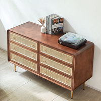 Commode en rotin de style mid-century avec support métallique pour salon, maison et hôtel