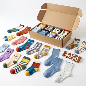 Calcetines para Niños en Liquidación, Lote al por Mayor, Surtido Aleatorio, Diseño Novedoso con Estampado de Caras de Dibujos Animados, Exceso de Existencias, Calcetines para Niños - Product Image 1