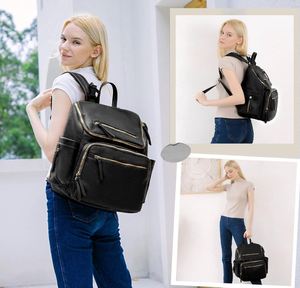 Mochila Pañalera de Cuero con Bolsillos Organizadores, Cambiador, Correas para Cochecito y 4 Bolsillos Térmicos - Product Image 2