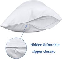 Taies d'oreiller en coton 100% anti-acariens, taille standard, avec fermeture éclair, blanches, personnalisables pour hôtel et usage domestique