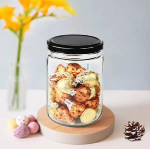 Frascos de encurtidos para almacenamiento de alimentos, tarro de vidrio hermético redondo de 500ml con tapa negra para especias de <span class=keywords><strong>miel</strong></span>, frutas secas, mermelada, nueces, mantequilla de maní - Product Image 3