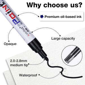 12 colori pennarelli di vernice permanente ricaricabili penne a base di olio punte medie adatte per la pittura di roccia in metallo - Product Image 2