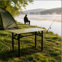Table pliante portable en MDF, bureau rectangulaire avec cadre en fer, surface pliable pour économiser de l'espace, pour la maison, le bureau, l'extérieur