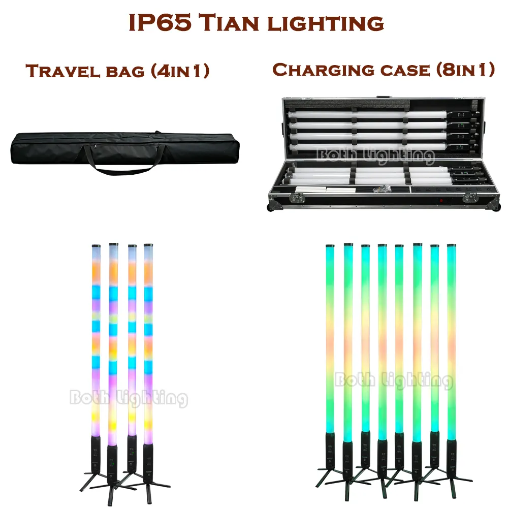 Les deux éclairage 360 degrés led tube lumière IP65 sans fil DMX batterie Pixel Titan couleur pour mariage dj événement effets de scène