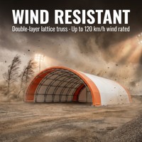 Structure en tissu pour bâtiments : abri équestre, conteneur de stockage, hangar, entrepôt, tente, avec membrane PVC certifiée et acier galvanisé
