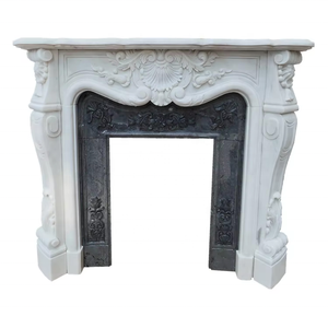 Freestanding White <strong>Marble</strong> Fireplace Mantel Antiques Style Arched Victorian Stone <strong>Slab</strong> for Hotel <strong>Hearth</strong> Victorian Gothic Western - Product Image 4