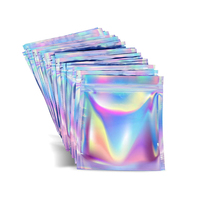 Feuille d'aluminium refermable anti-odeur avec logo personnalisé petits emballages alimentaires comestibles en plastique à fermeture éclair sacs hologrammes en mylar