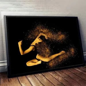 Pintura en Lienzo Personalizada sin Marco de Mujer Desnuda Dorada, Arte Abstracto en Aerosol al Óleo, Decoración Moderna para Pared de Sala de Estar, Dormitorio, Hotel - Product Image 5