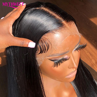 Perruque brésilienne en cheveux vierges 13x6 HD avec dentelle transparente, fournisseur de perruques frontales en cheveux humains pour femmes noires