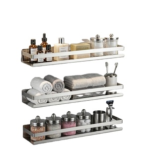 Stainless Steel 3-Tier <b>Wall</b> <b>Mounted</b> <b>Bathroom</b> <b>Shelf</b> Rectangular Waterproof Storage Organizer for Towels Soap Toiletries - Product Image 1