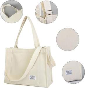 Free Sample <b>Handbag</b> for Women Fabric Fashion Bag <b>White</b> Color Shopping Tote Bag With Custom Logo Canvas Hand Bag - Product Image 2