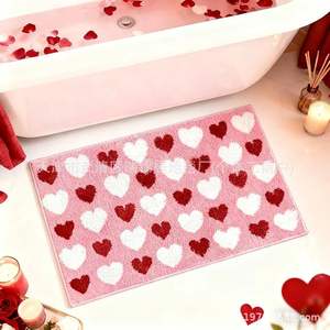 Tapis de salle de bain imprimé XOXO en imitation cachemire, style américain, lavable, décoratif, pour la Saint-Valentin, best-seller transfrontalier - Product Image 5