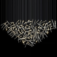 Lustre à LED moderne de luxe pour l'intérieur du salon Luminaire suspendu au plafond en cristal pour hôtel Lustre à LED de grande taille
