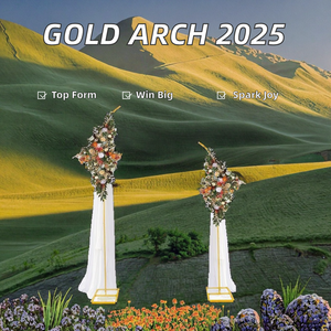 Nuovo Modello di Arco Nuziale in Metallo Dorato, Supporto Decorativo per Sfondo con Supporto Centrale per Fiori - Product Image 3