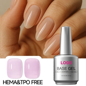 เจลเบส 15 มล. ปราศจากสาร HEMA และ TPO สำหรับทำเล็บยูวี รับผลิตแบบ OEM ODM พร้อมติดโลโก้ของคุณเอง เหมาะสำหรับร้านทำเล็บและตกแต่งเล็บ - Product Image 1