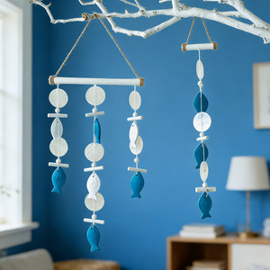Mediterranean Style Wall Hanging Seashell Starfish Pendant Wind Chime Home Decor - Product Image 3
