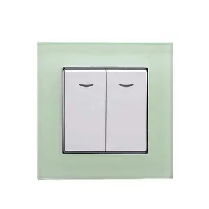 Hot Selling 2 Bende 1 Way Switch 10a 250V Cb Ce Tuv Goedgekeurde Groene Kleur Power Light Wandschakelaar Voor Thuis