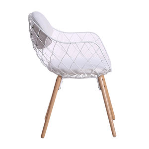 無料サンプル ラーセン ラウンジルーム フレンチスタイル グレー ラップ アイアン ラウンド ロイヤル ステンレススチール製 PVC ダイニングチェア 10脚セット - Product Image 3