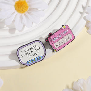 便签本俱乐部珐琅别针“我是书呆子女孩”胸针字母徽章有趣珠宝礼物送给孩子和朋友 - Product Image 2