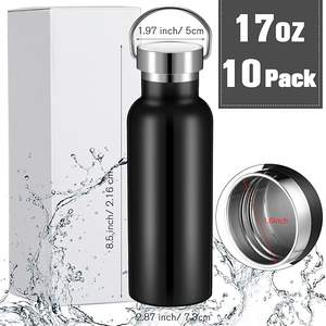 Bouteille d'<span class=keywords><strong>eau</strong></span> isotherme réutilisable en acier inoxydable de 500 ml pour le <span class=keywords><strong>camping</strong></span>, à double paroi sous vide, avec poignée sport et couvercle anti-fuite, maintient au chaud/froid 6-12 heures - Product Image 2