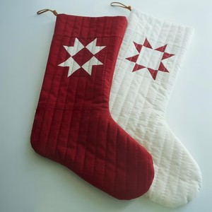 Modèle de <span class=keywords><strong>couture</strong></span> numérique pour chaussette de Noël matelassée patchwork étoilée « Petite Sœur », style ferme vintage, à télécharger - Product Image 4