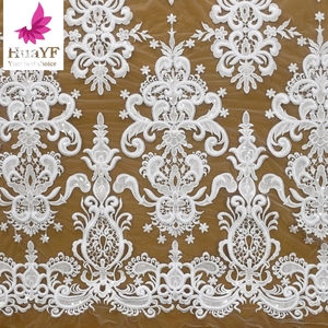 2022 più caldo bianco puro paillettes <span class=keywords><strong>ricamato</strong></span> tessuto <span class=keywords><strong>Tulle</strong></span> francese pizzo <span class=keywords><strong>per</strong></span> sposa nigeriano abito da sposa HY1553-3 - Product Image 1
