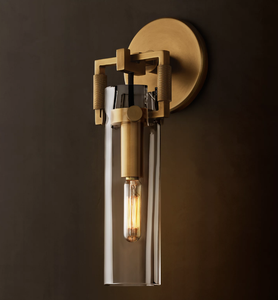 Luxury Modern Vertical Linear Solid Antique Brass Frame Open Glass Shade Wall <b>Sconce</b> for Hotel Powder Room Bedroom - Product Image 2
