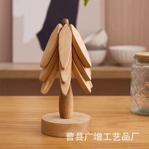 Wooden Tree Shaped Coaster For Teacup Heat Insulating Placemat <b>Solid</b> <b>Wood</b> <b>Desk</b> Mat Home Decor - Product Image 4