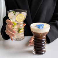 Vente en gros de gobelets en verre borosilicate haute résistance à paroi côtelée de 17 oz, transparents, pour café glacé, jus, soda, boissons froides, café, restaurant