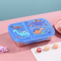 Boîte de conservation alimentaire en acier inoxydable anti-odeur de 800 ml à 2 compartiments, motif dessin animé