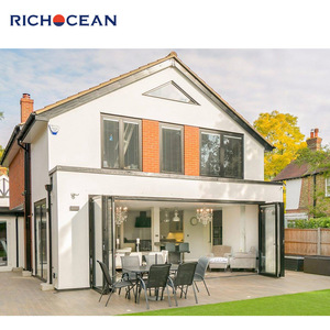 Porte coulissante accordéon en verre à double battant en aluminium de conception moderne RICHOCEAN, projet de porte pliante personnalisée - Product Image 3