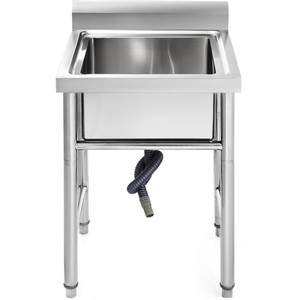 Évier commercial 600x600x900mm en acier inoxydable, simple bac, autoportant, avec pare-éclaboussures pour <span class=keywords><strong>restaurant</strong></span> - Product Image 1