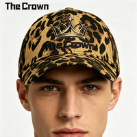 Gorra de Béisbol Estructurada de 6 Paneles con Estampado de Leopardo y Logotipo Personalizado, Venta al Por Mayor, Gorra con Patrón Animal Bordado en 3D, Fabricante