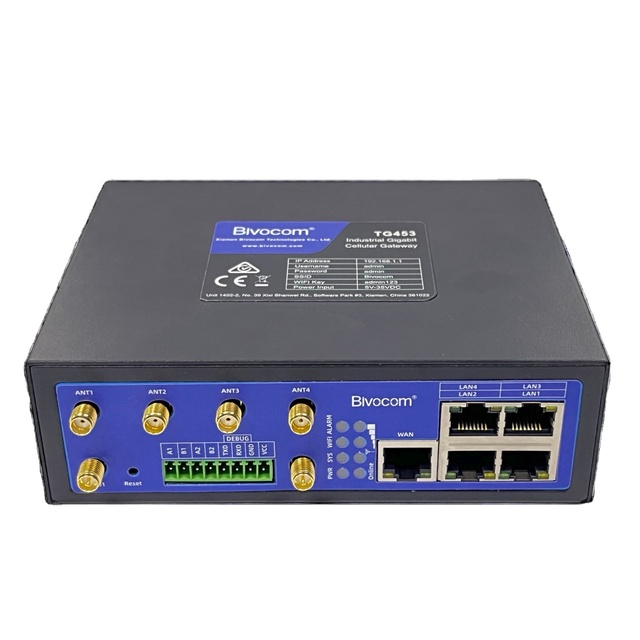 Bivocom TG453-NR 5G Cellular IoT Gateway with Linux OS RS485 Data Logger Gigabit Ports Dual SIM Card Slot Manufacturer