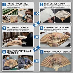 Éventail pliant en bambou naturel fait main de 90 cm, motif peint de personnage de film ou de série TV, idéal pour cadeau d'affaires ou décoration intérieure - Product Image 6
